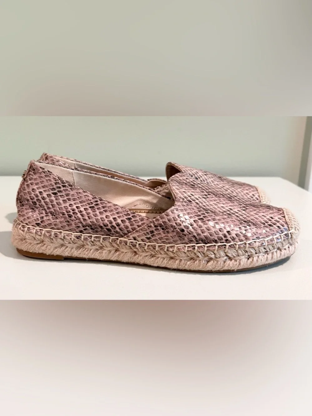 Sam Edelman Metallic Nude Espadrille Flats Slip On Jute Summer Shoes 7